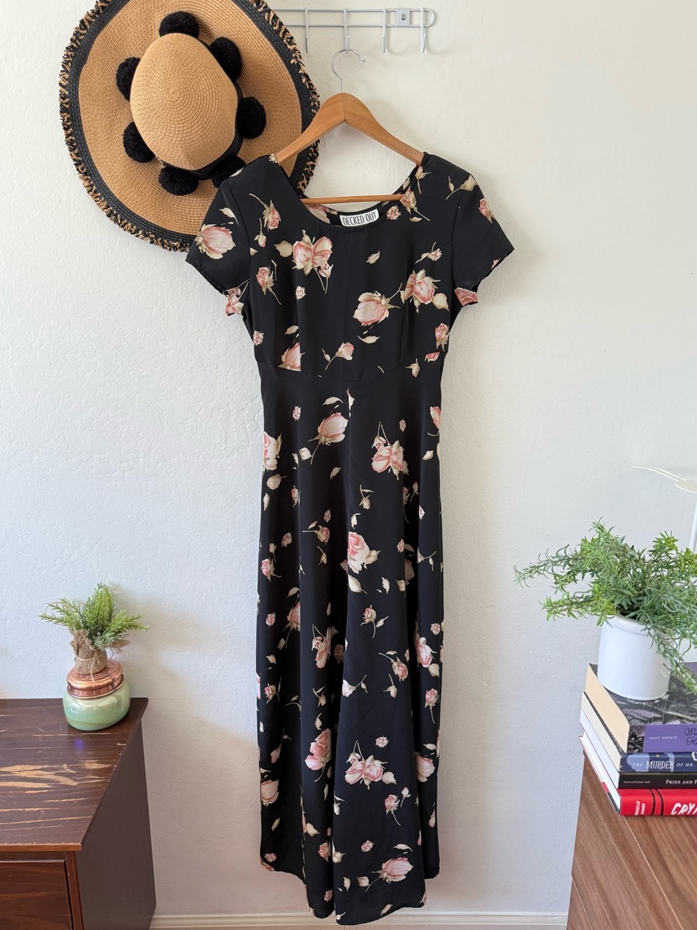 Vintage 90’s Decked Out Black Floral Maxi Dress SZ 5/6 Boho Whimsigoth - Picture 14 of 14